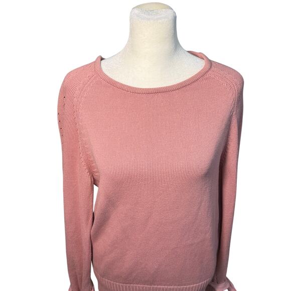 Sundance Aryka Sweater Women Medium Bell Sleeve Supima Wool Boho Feminine Bows - Picture 2 of 10